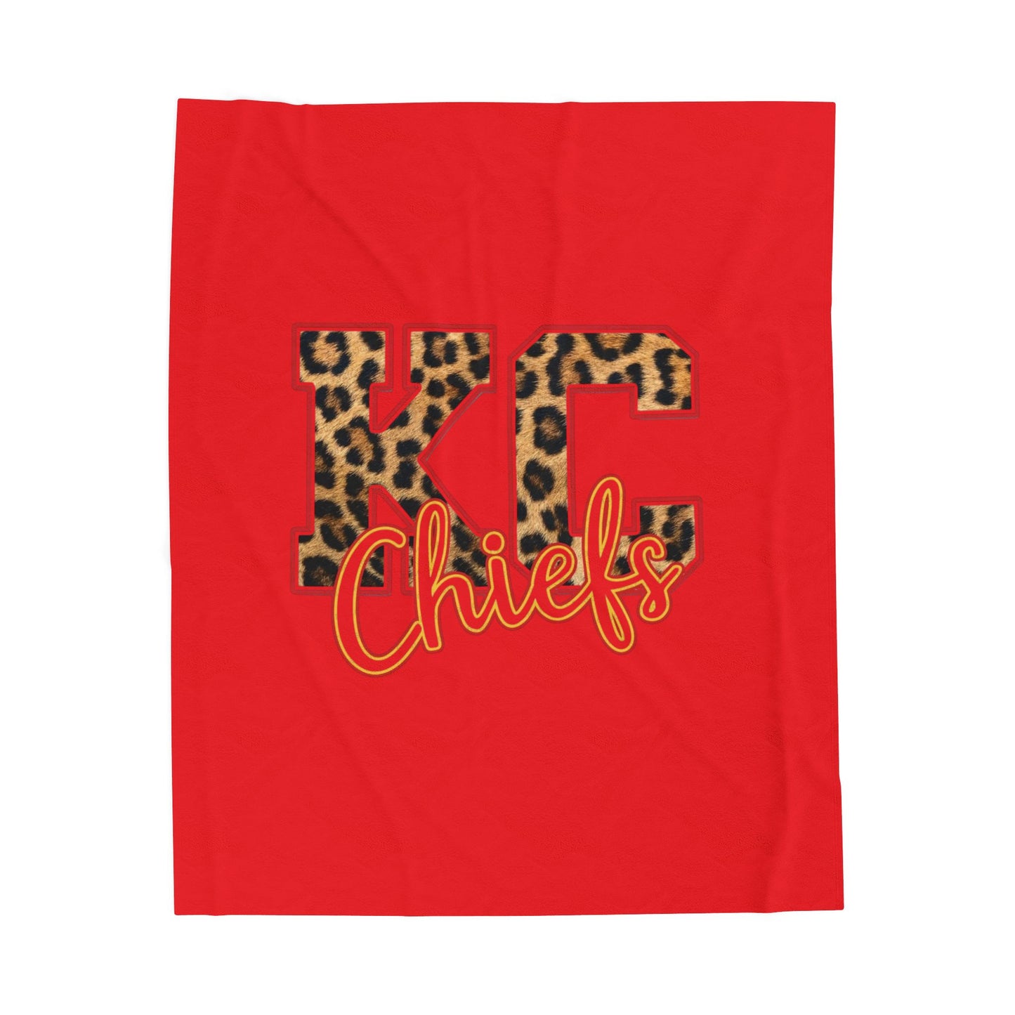 KC Chiefs Leopard Logo Velveteen Plush Blanket — NFL Football Team Throw for Game Day & Gifts