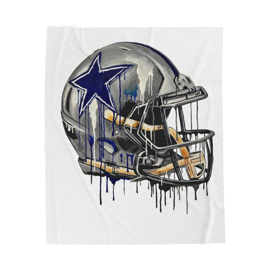 Football Helmet Velveteen Plush Blanket – Drip Art Team Design