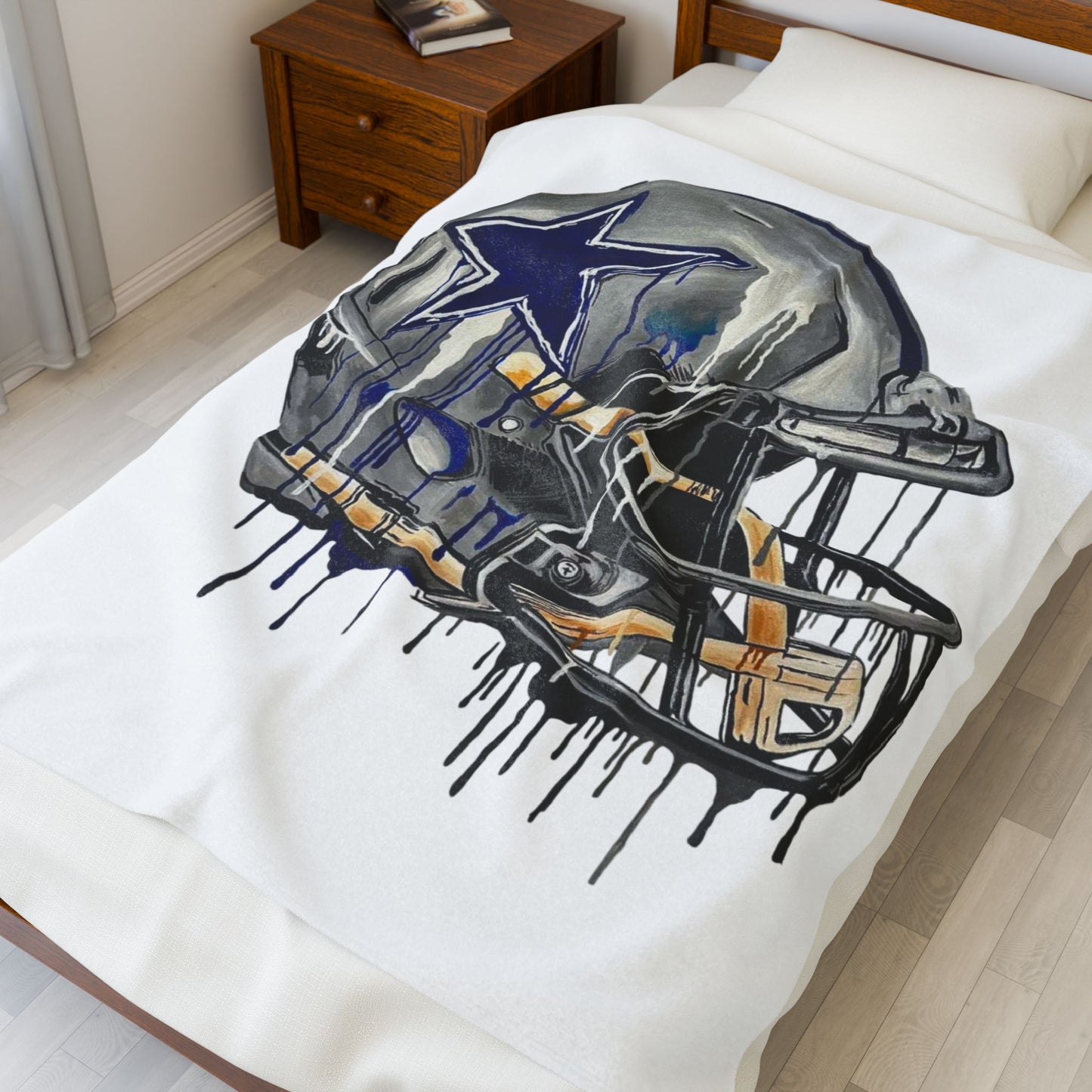 Football Helmet Velveteen Plush Blanket – Drip Art Team Design