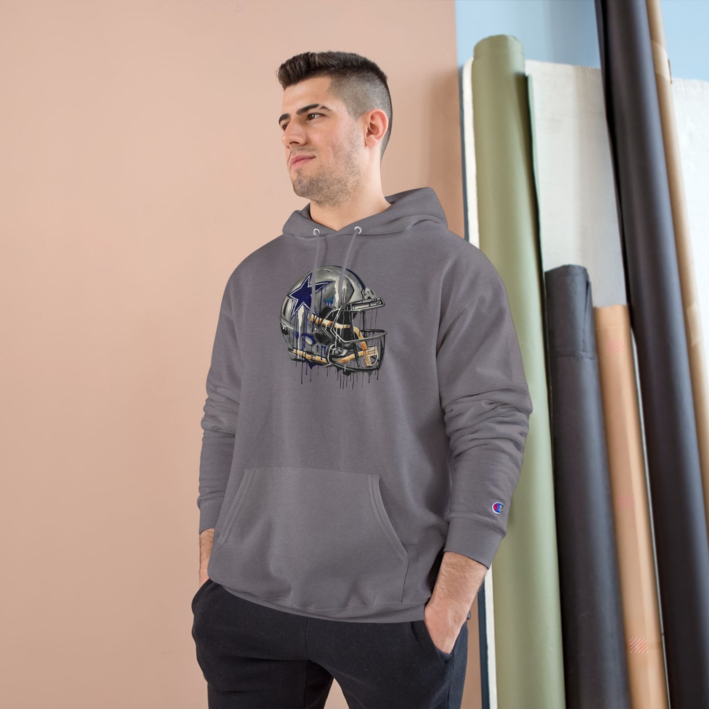 Football Helmet Champion Hoodie — Vintage Drip Design