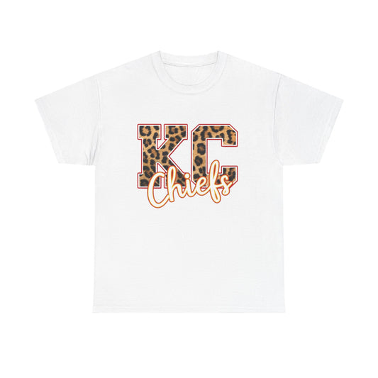KC Chiefs Leopard Print T-Shirt — Women’s Game Day Fan Tee