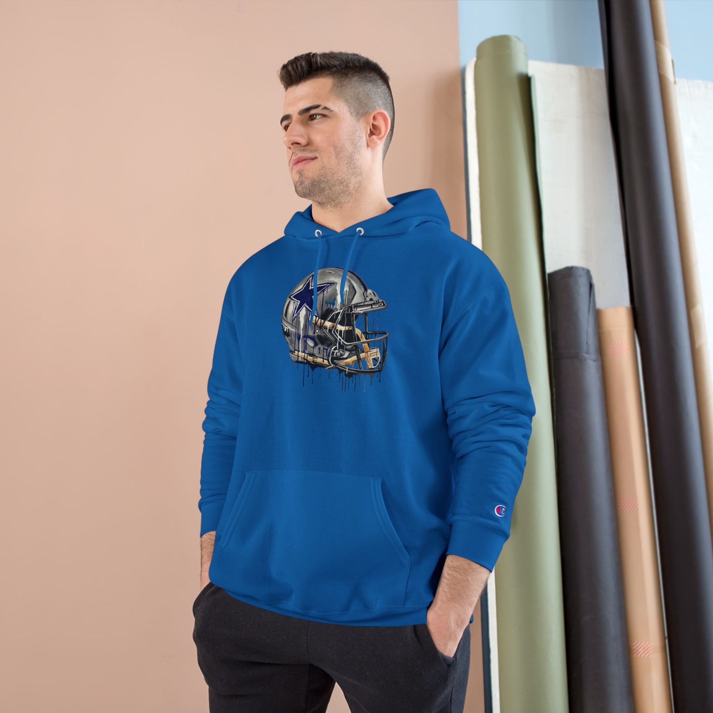 Football Helmet Champion Hoodie — Vintage Drip Design