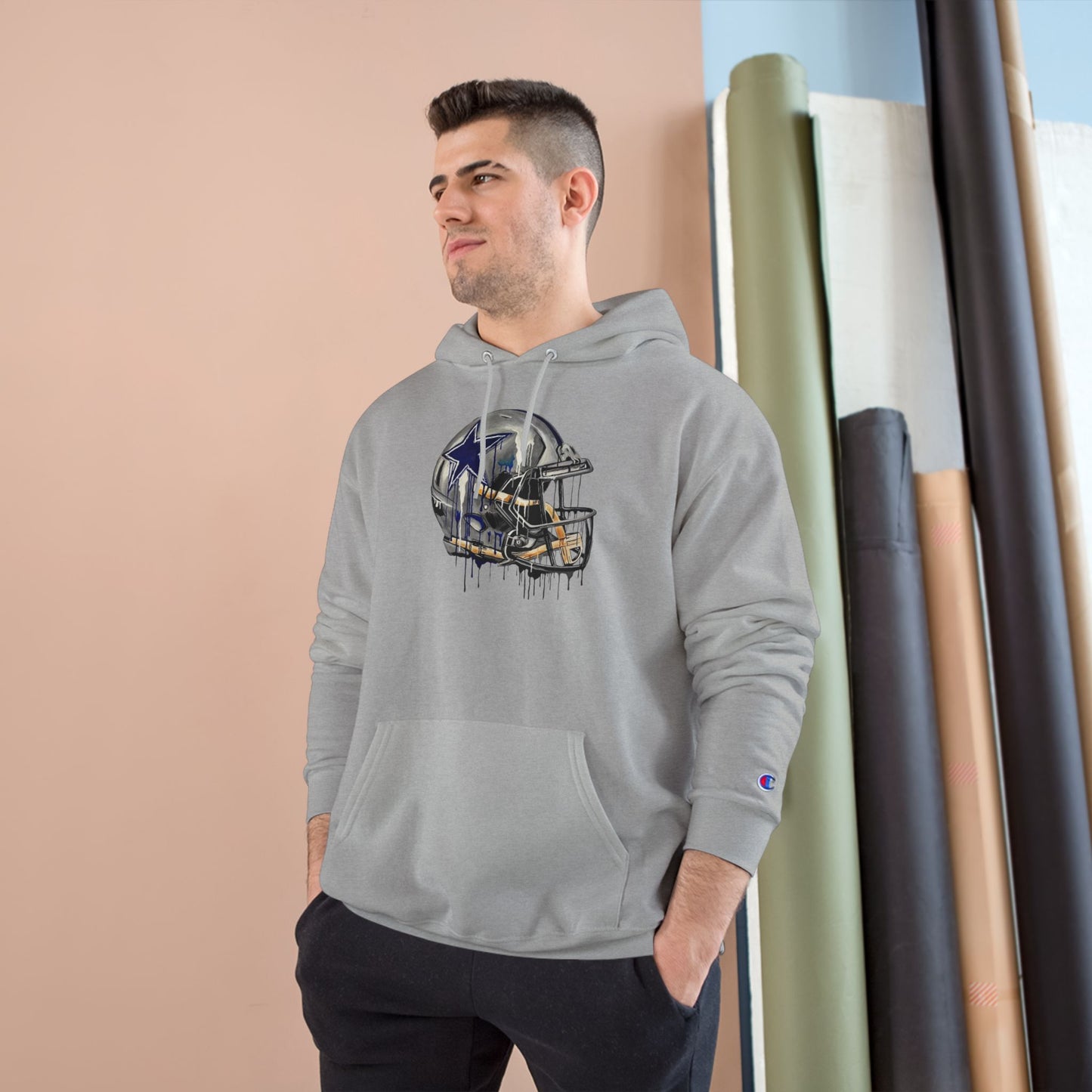 Football Helmet Champion Hoodie — Vintage Drip Design