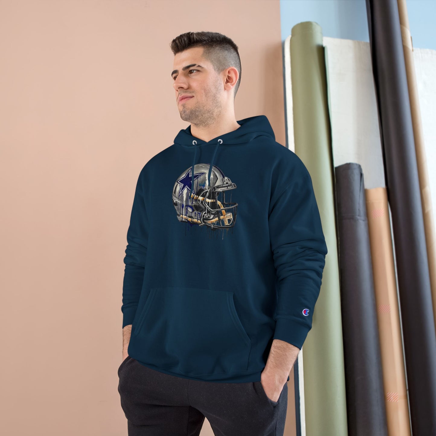 Football Helmet Champion Hoodie — Vintage Drip Design